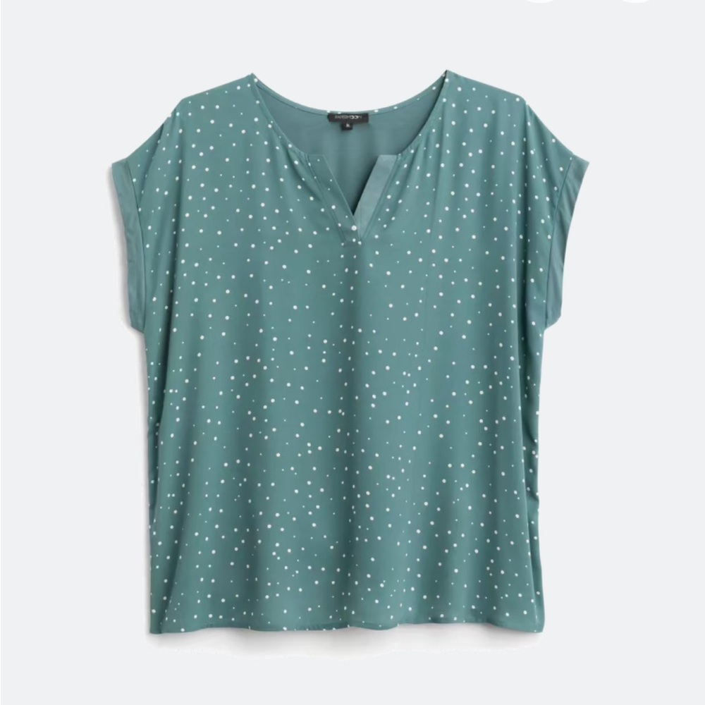 NWT PAPERMOON Reece Mixed Material Blouse Plus Size 2X Teal Green